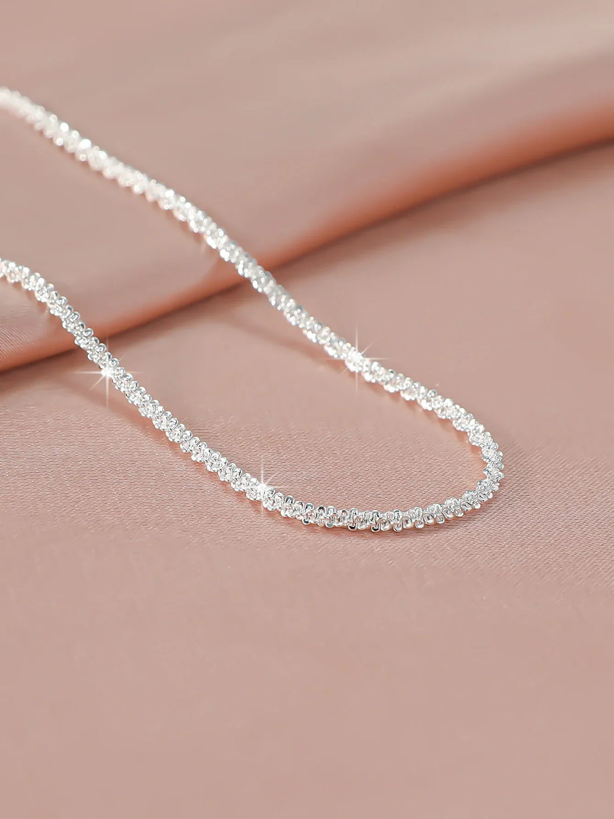 Fashion Simple Sparkling Necklace For Women Silver Color Clavicle Chain Choker Necklace Female Korean Wedding Party Jewelry Gift