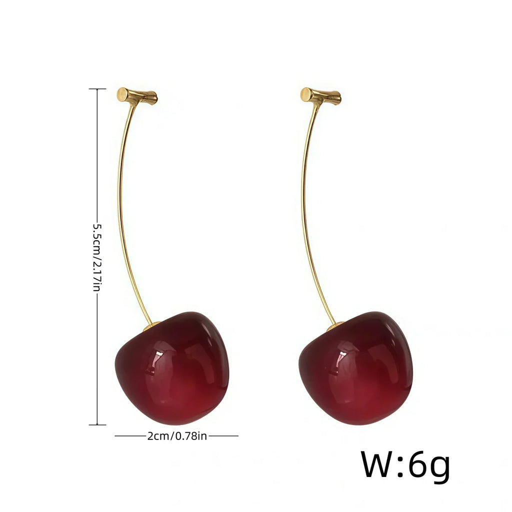 Cherry Earrings for Women Fun Fruit Drop Dangle Earrings Cute 3D Red Jewelry Unique Fruit Charm Jewelry Gifts