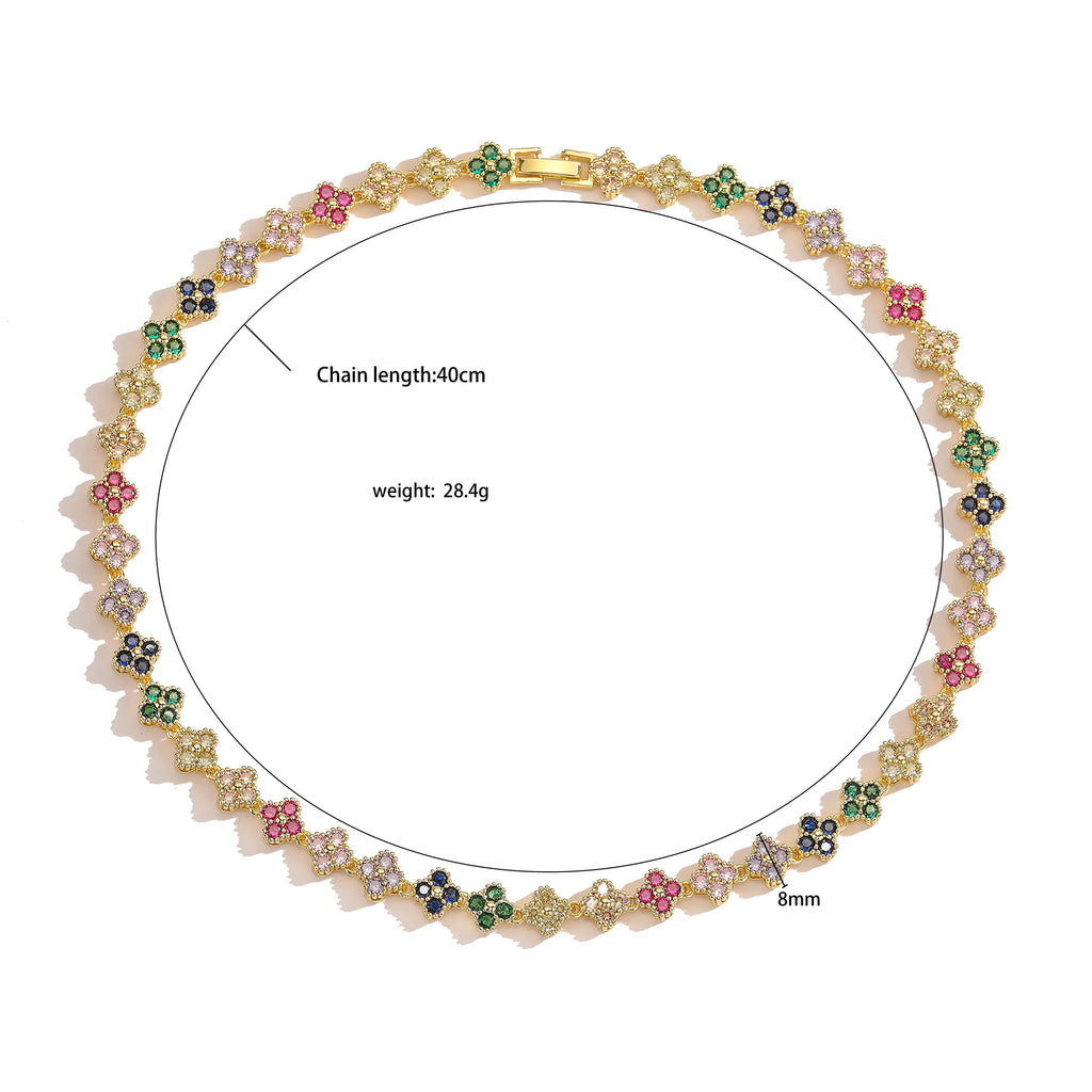 HECHENG,AAAAA Brass 18K gold-plated Flower Necklace Bracelet Jewelry Set ，for Christmas gift for women and best friend