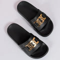 Women Summer Fashion Golden Buckle Anti-Slip, Lightweight, Comfortable, Breathable Round-Toed Indoor and Outdoor Slippers