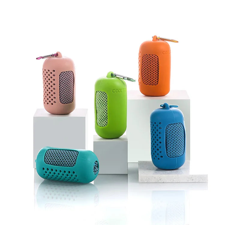 Cooling Towel with Portable Capsule Case Quick Dry Instant Cooling Sports Gym Running Fitness Travel Ice Towel for Men Women