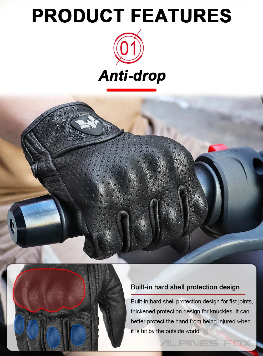 2023 Summer New Vintage Leather Motorcycle Gloves Men Black Wear-resistant Guantes Touchscreen Anti-slip Retro Motobiker Luvas