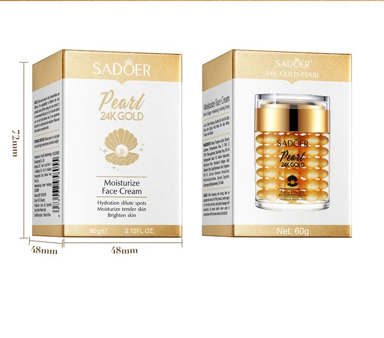 SADOER 24K Golden Pearl Collagen Face Cream Moisturizing Brightening Hydrating Firming Facial Cream Face Skin Care Products