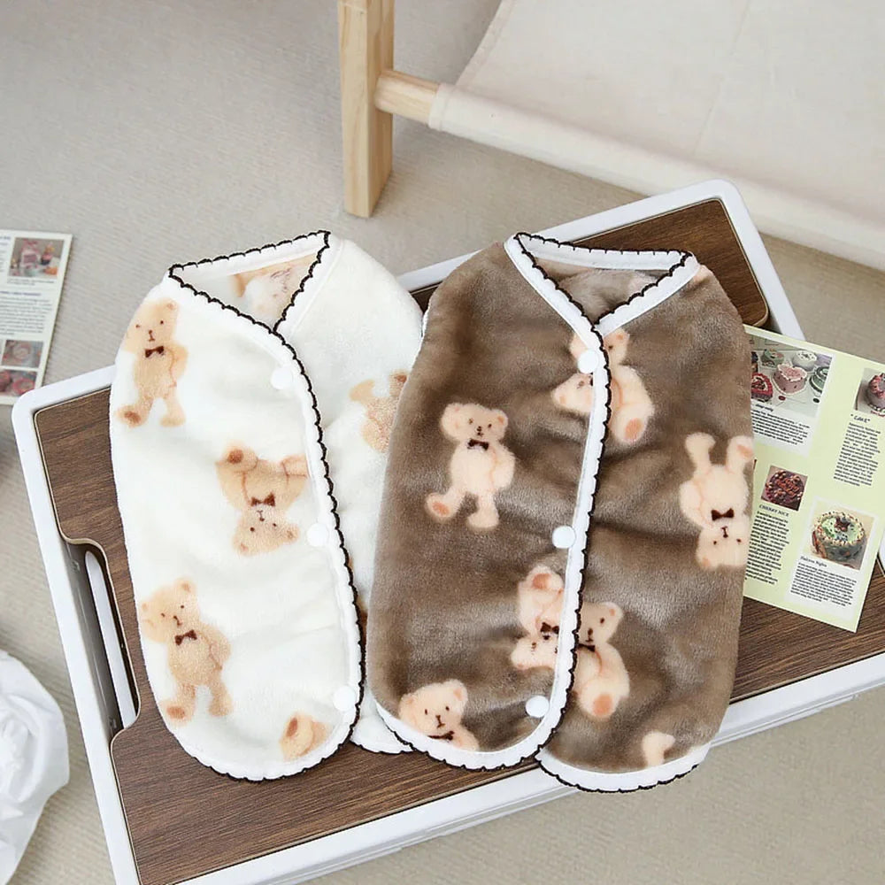Soft Cozy Cat Clothes Kitten Cardigan Sweater Winter Warm Fleece Vest Sweatshirt for Small Dogs Puppies Jacket Coat Pet Costume