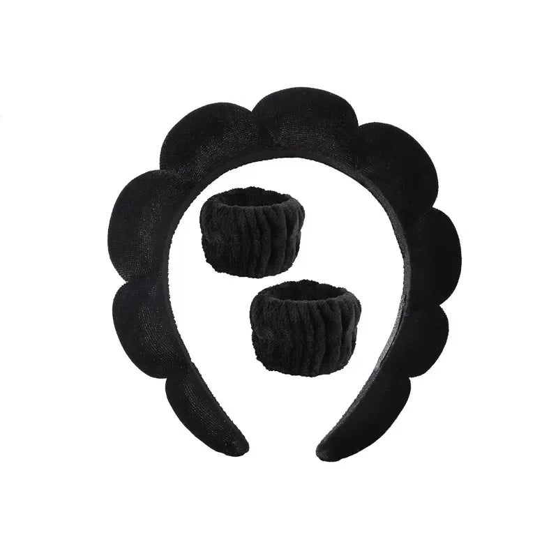 3Pcs/set Makeup Headband Puffy Sponge Spa Head Bands for Women Girls Washing Face Skincare Yoga Facial Mask Sports Hair Headband