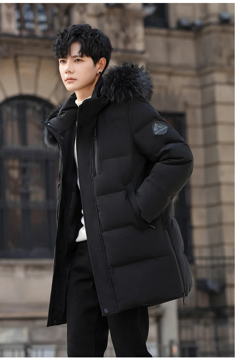 High Brand White Goose Down Jacket Coat Parka Men's Clothing Winter Padded Puffer Jackets Luxury Hooded Padding Outerwear HWY309