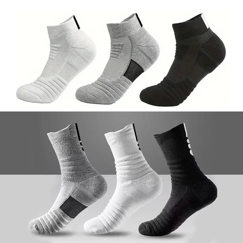 1/3 Pairs Anti-slip Football Socks Men Cotton Sock Short Long Tube Soccer Basketball Sport Socks Breathable Deodorous Sock 39-45