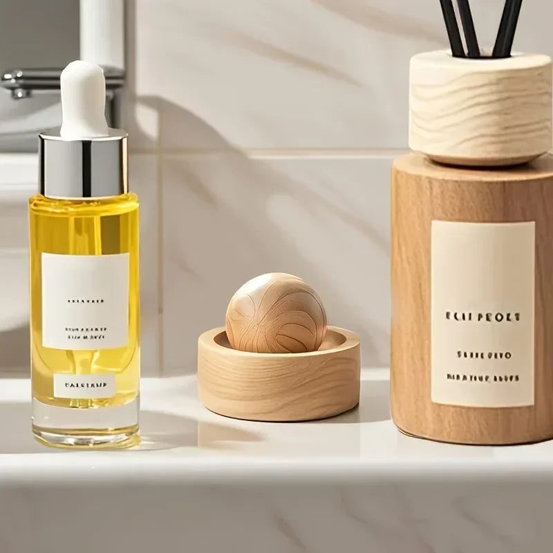 Car Wooden Essential Oil Diffusers-Spherical Design Natural Fragrance Dispersion Bedroom Decor Diffuser Car Home Room Fragrance