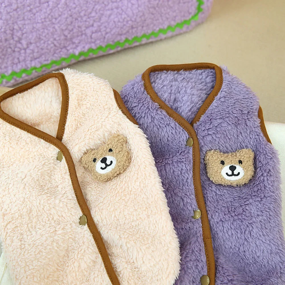 Soft Cozy Cat Clothes Kitten Cardigan Sweater Winter Warm Fleece Vest Sweatshirt for Small Dogs Puppies Jacket Coat Pet Costume