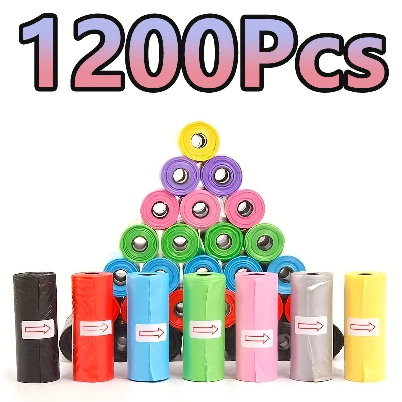 Random Color Cartoon Paw Graphic Dog Poop Bags Pet Poop Bags Leak-Proof Dog Waste Bags For Pet Supplies
