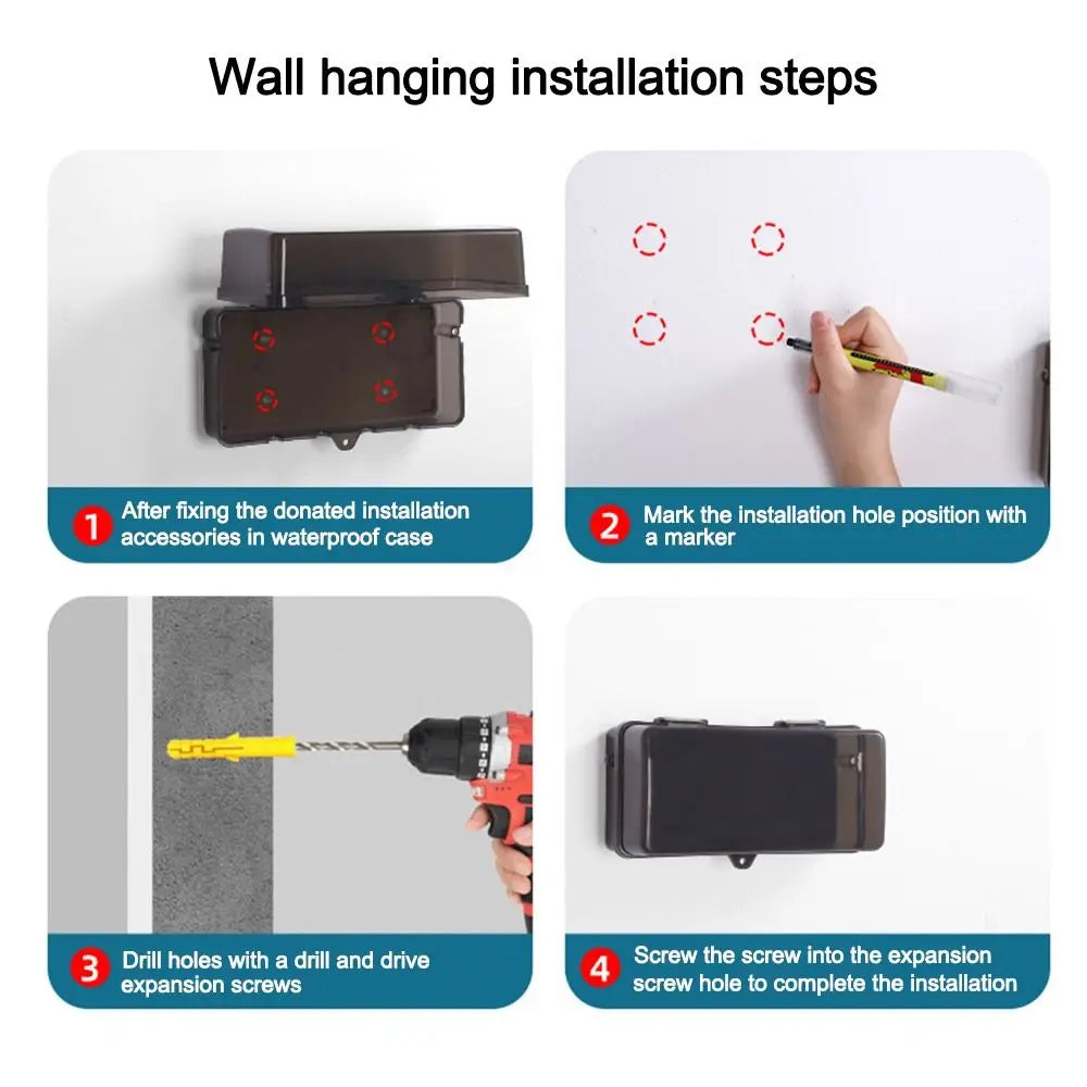 Durable Plastic Plug Box Anti-theft Waterproof Cable Management Box Protect Outlet Weatherproof Extension Lead Cover Outdoor
