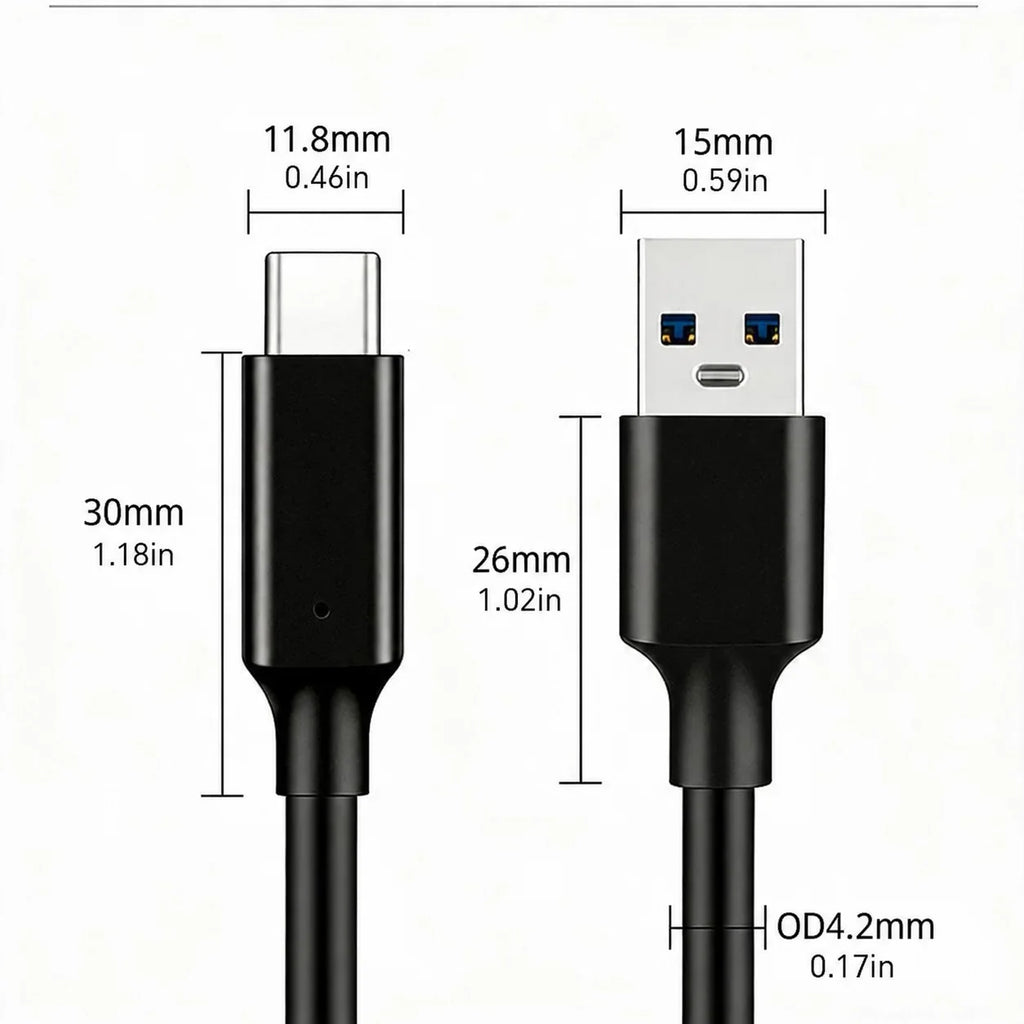 USB 3.2 Type C to A Cable 10Gbps 60W PD Fast Charging Data Transfer for Galaxy S23 S22 Note 20 Pixel iPad Pro SSD Android Auto