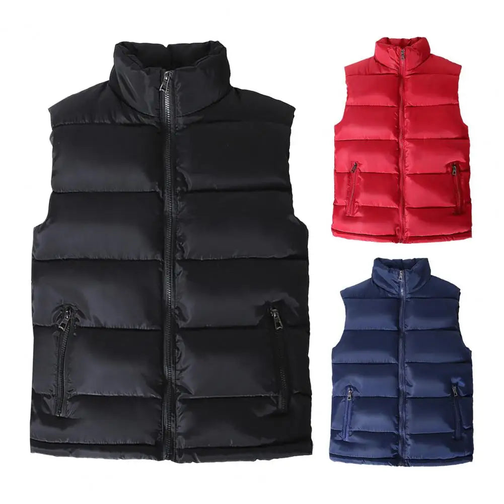 Men Vest Jacket Men Slim Fit Stand Collar Sleeveless Puffer Jackets Winter Casual Waistcoat Men Warm Coat Cold Weather Outerwear
