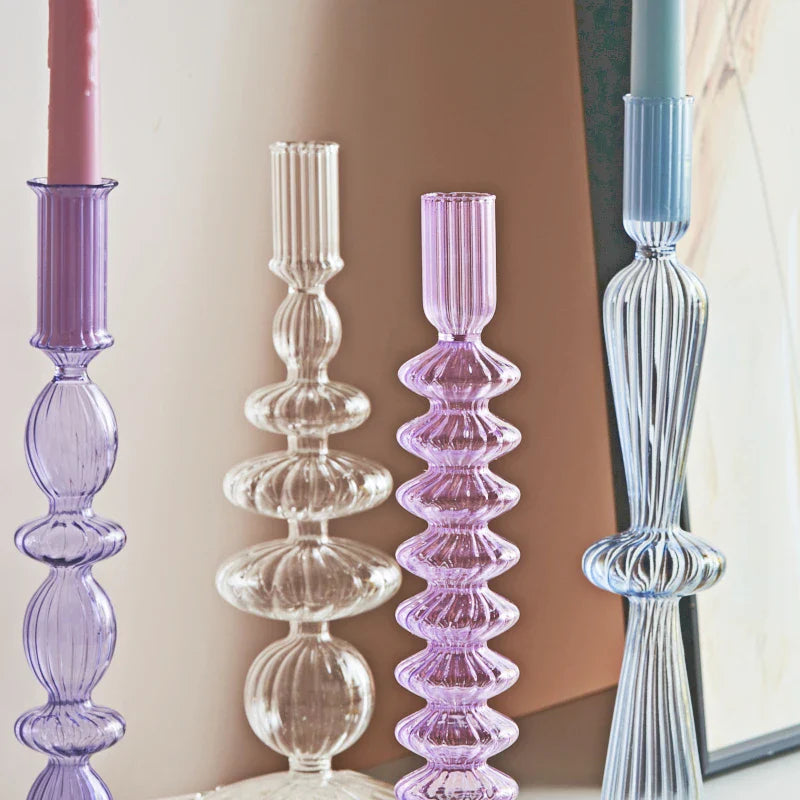 Glass Candle Holders Nordic Decor Taper Candle Holder Candlesticks for Home Wedding Room Decoration Party Vase Home Decor