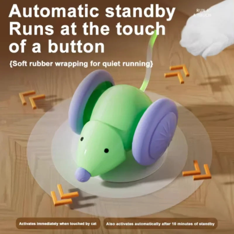 Interactive Cat Toy Electric Mouse Car Automatic Teaser Kitten Pet Toys Rechargeable Intelligent Obstacle Avoidance Cat Car Toy