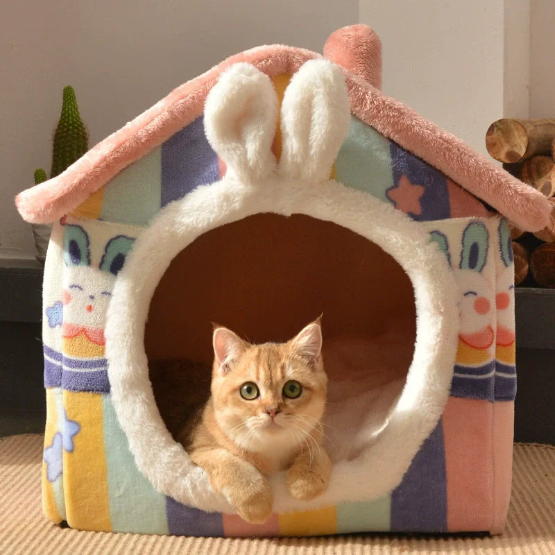 Foldable Dog House Kennel Bed Mat For Small Medium Dogs Cats Winter Warm Cat Bed Nest Pet Products Basket Pets Puppy Cave Sofa