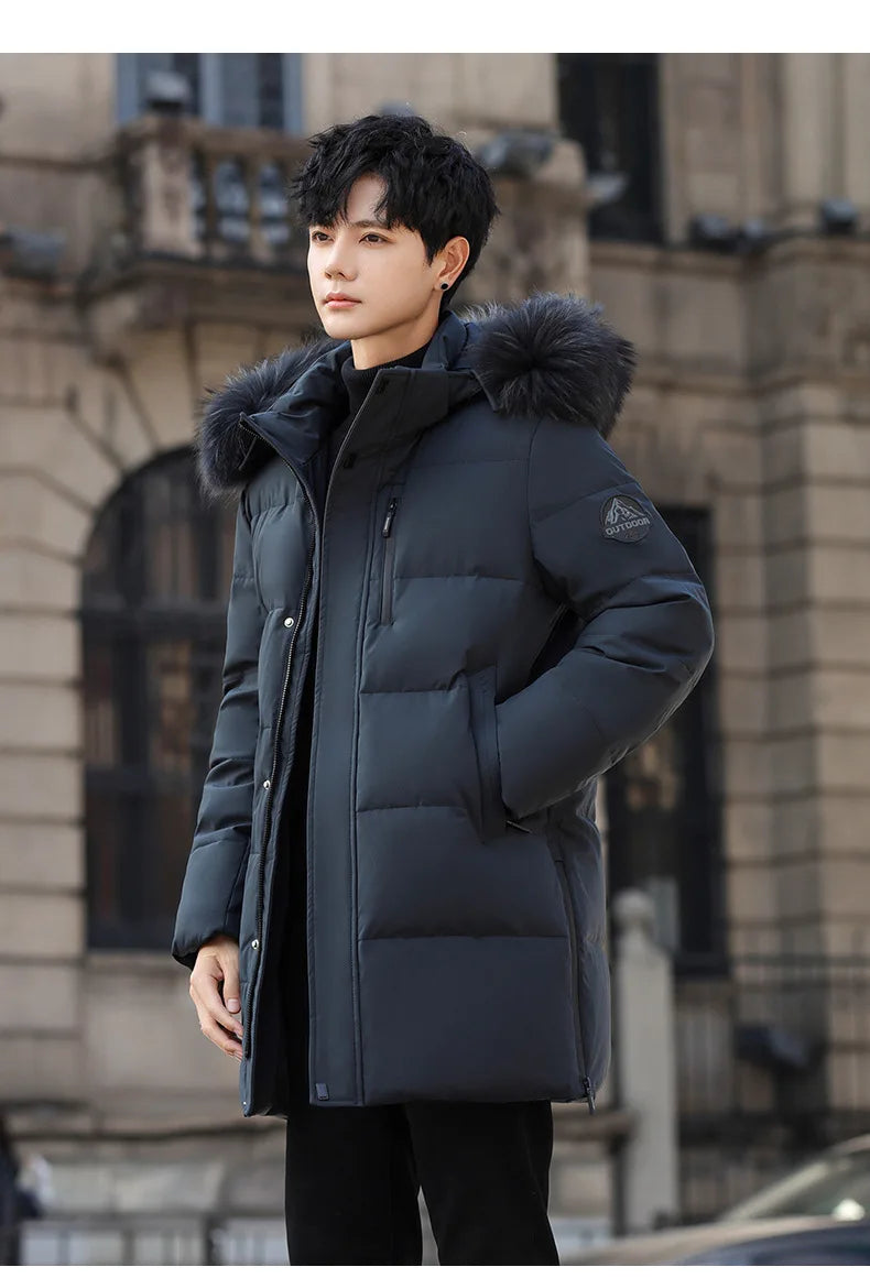 High Brand White Goose Down Jacket Coat Parka Men's Clothing Winter Padded Puffer Jackets Luxury Hooded Padding Outerwear HWY309