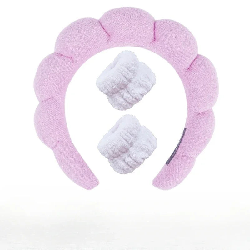 3Pcs/set Makeup Headband Puffy Sponge Spa Head Bands for Women Girls Washing Face Skincare Yoga Facial Mask Sports Hair Headband