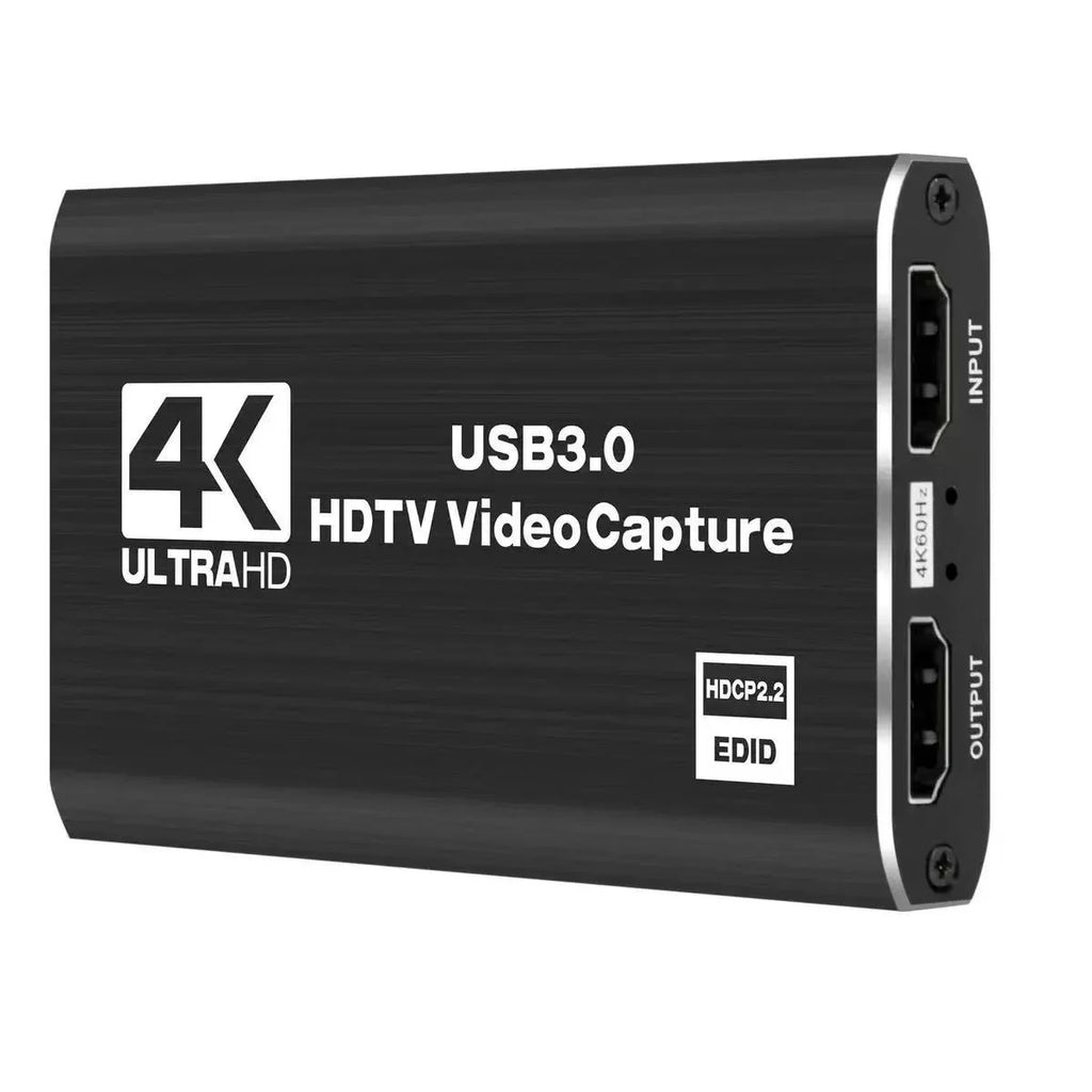 4K USB 3.0 Video Capture Card, HDMI-compatible HDTV Recorder Grabber for Game Recording, PC, Game Audio & Mic