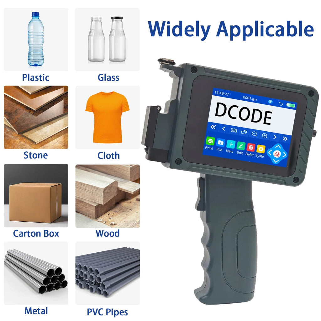 DCODE DC15 12.7mm Portable Handheld Inkjet Printer Lightweight Coding Machine Logo QR Barcode Text Image Date Handheld Printer