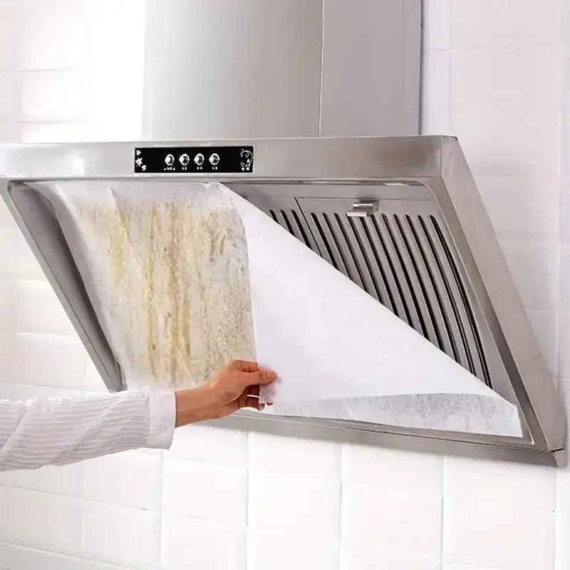 12pcs Disposable Hood Oil Filter Paper Non-woven Cooker Hood Extractor Fan Filter Kitchen Hood Grease Anti Oil Cotton