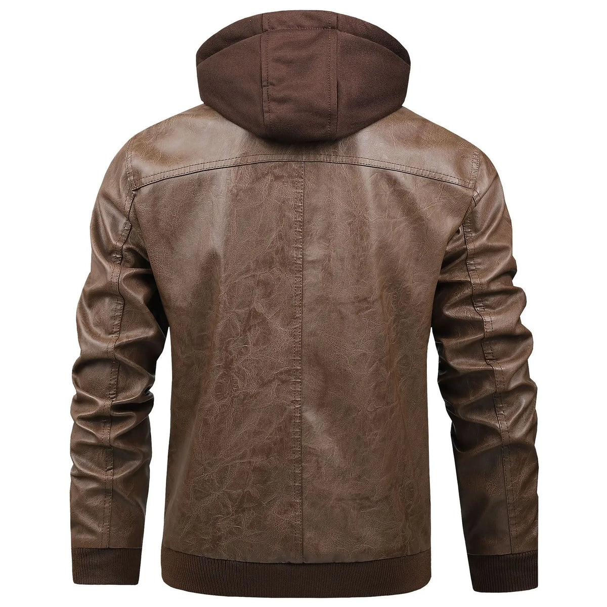 US Size Luxury Quality PU Jacket Men New Winter Faux Two-Piece Hooded Leather Jacket Casual Coat