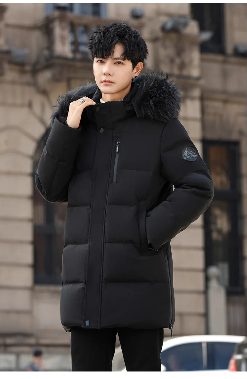 High Brand White Goose Down Jacket Coat Parka Men's Clothing Winter Padded Puffer Jackets Luxury Hooded Padding Outerwear HWY309