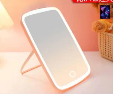 LED Makeup Mirror Touch Screen 3 Light Portable Standing Folding Vanity Mirroir with 5x Magnifying Compect Cosmetics LED Mirror