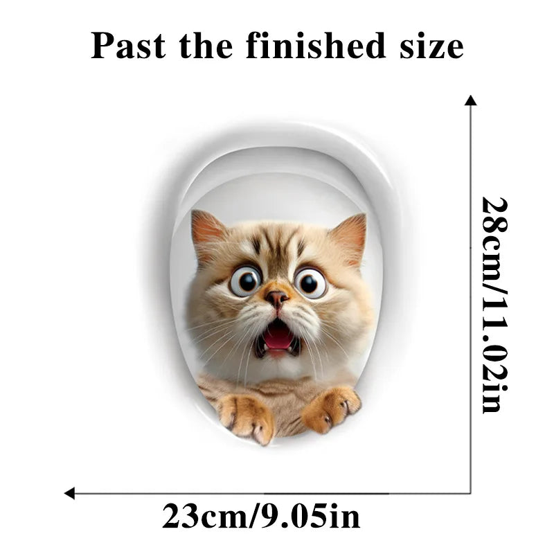 1pc PVC Water Resistant Novelty Toilet Seat Cat Dog Toilet Sticker Wall Stickers Animal /Wc Accessories For Home Bathroom Decor