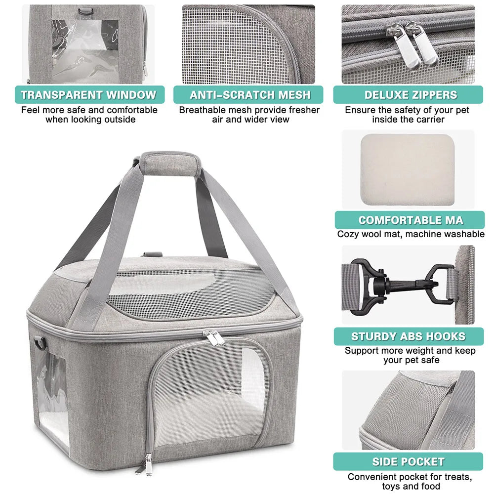 Pet Backpack Breathable Cat Carrier Bag Travel Airline Approved Transport Bag For Small Dogs and Cats
