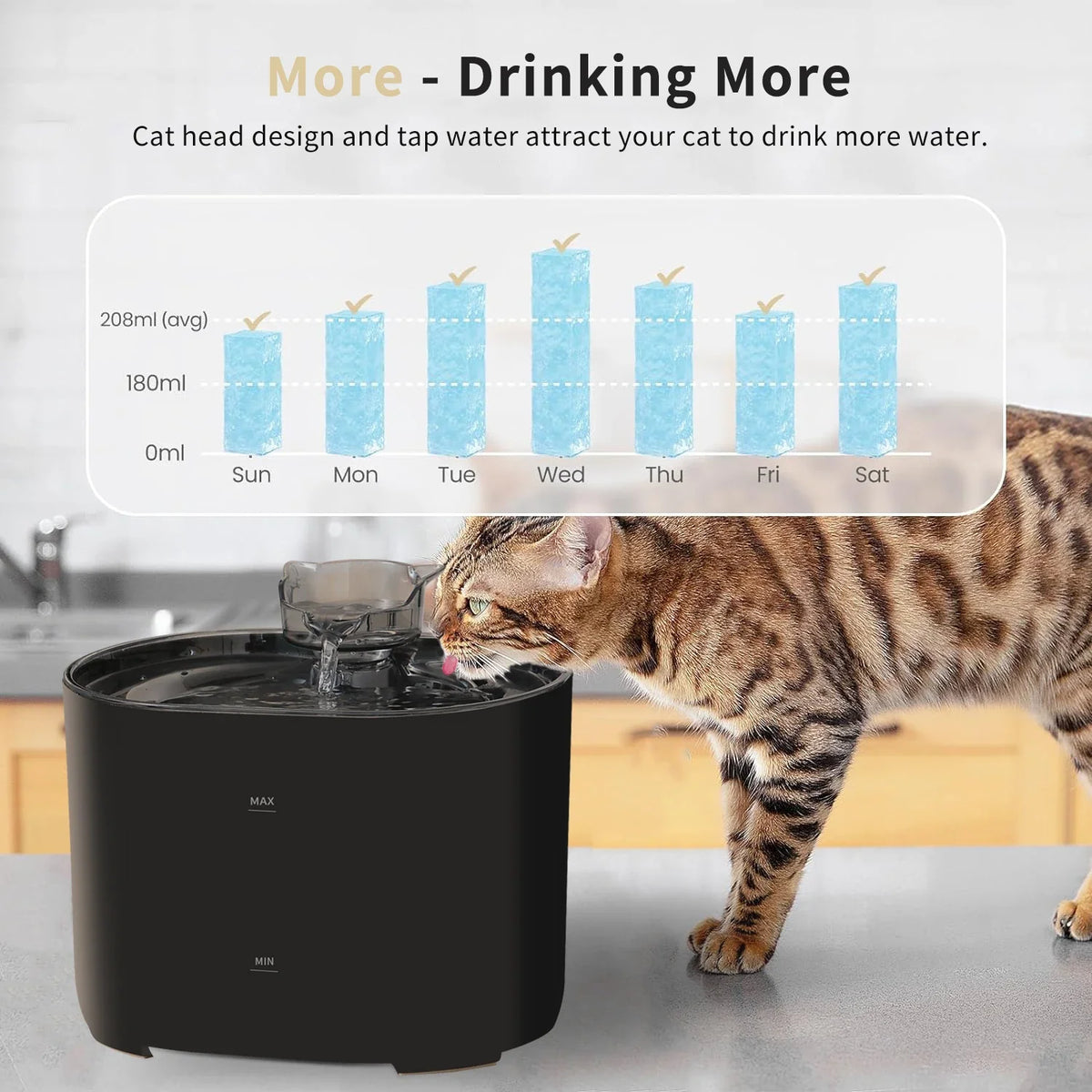 Automatic Cat Water Fountain, 2.2L/74oz Pet Water Fountain, Ultra-quiet, Suitable for Indoor Cats and Dogs, Easy to Clean