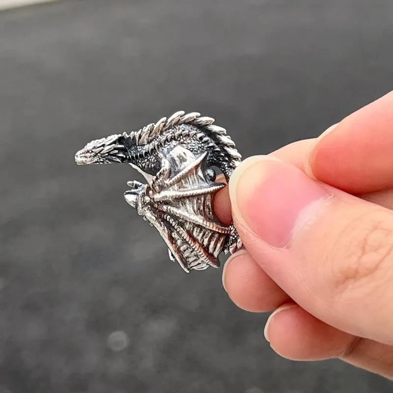 Dragon Rings Gothic Punk Style Pterosaur Wings Opening Adjustable Rings for Men Women Vintage Jewelry Accessories Gifts