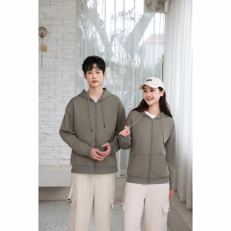 High Quality Velvet Zipper Hoodie Sweatshirt Custom Logo Embroidery Print Personalized Image Company Logo DIY 10 Color KAISING