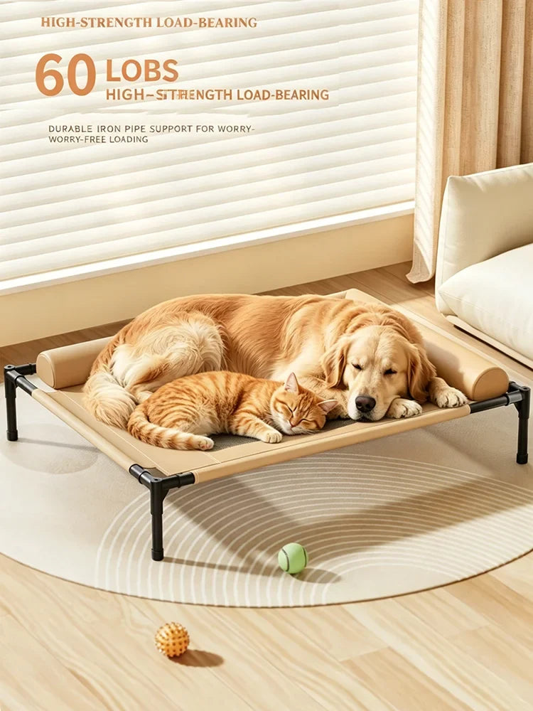 Elevated Cooling Mesh Dog Cot Breathable Moisture Resistant Bed With Pillow Four Seasons Use Indoor For Dog Cat Pet Supplies
