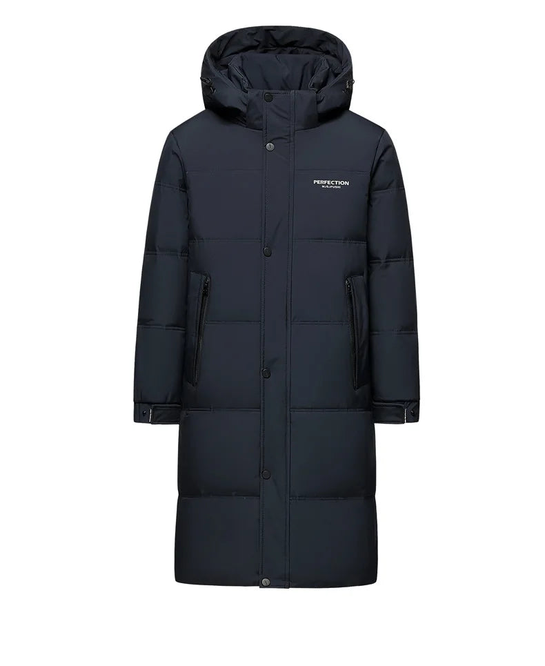 Winter Luxury Brand Men's Down Jacket Coat Parkas Padding Warm Puffer Jackets Long Man Jacket Knee Length Thickened Hooded HXY02