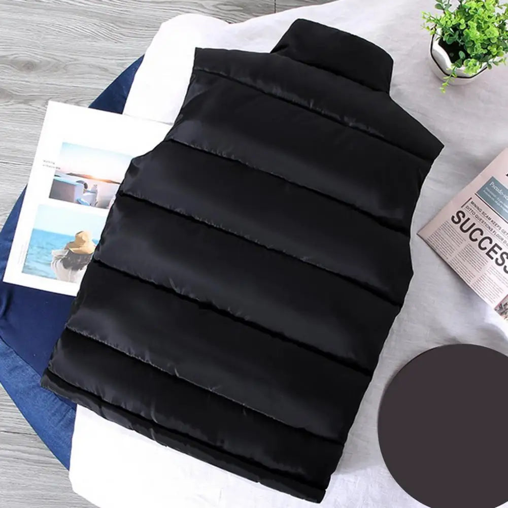Men Vest Jacket Men Slim Fit Stand Collar Sleeveless Puffer Jackets Winter Casual Waistcoat Men Warm Coat Cold Weather Outerwear