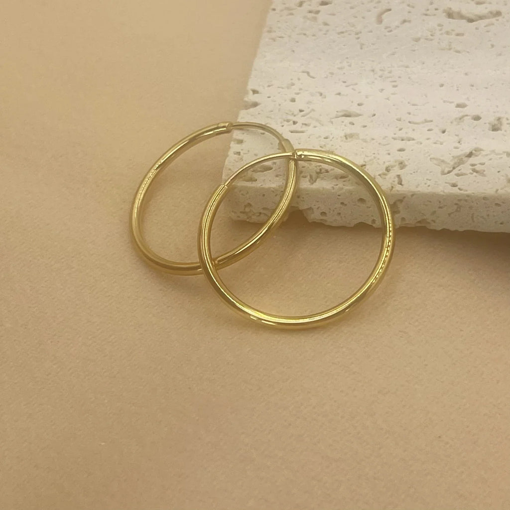Stainless Steel 12-70mm Minimalist Big Circle Hoop Earrings for Women Trendy Gold Color Metal Smooth Round Earring Jewelry