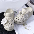 2025 Fashion Shoe Charms Set Accessories Hole Shoe Buckle DIY New Style Bouquet Bone White 3D Flower Shoes Decorations
