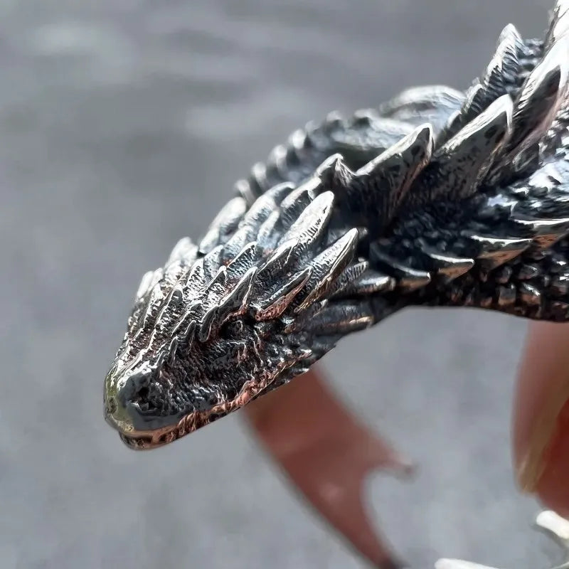Dragon Rings Gothic Punk Style Pterosaur Wings Opening Adjustable Rings for Men Women Vintage Jewelry Accessories Gifts