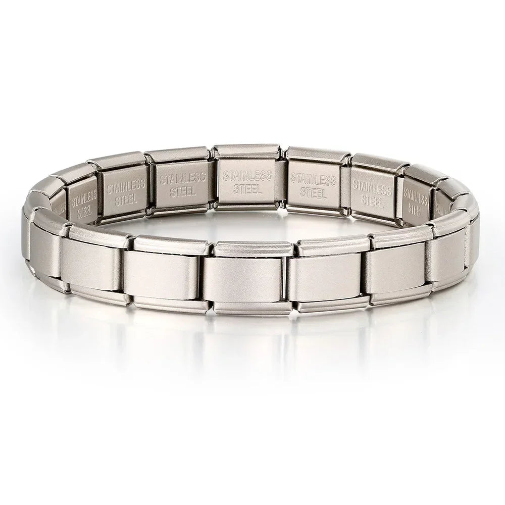 Italian Charm Link for Women Men 9mm Width Silver Gold Color Chain Stainless Steel Bracelet on Hand DIY Making Jewelry Wholesale