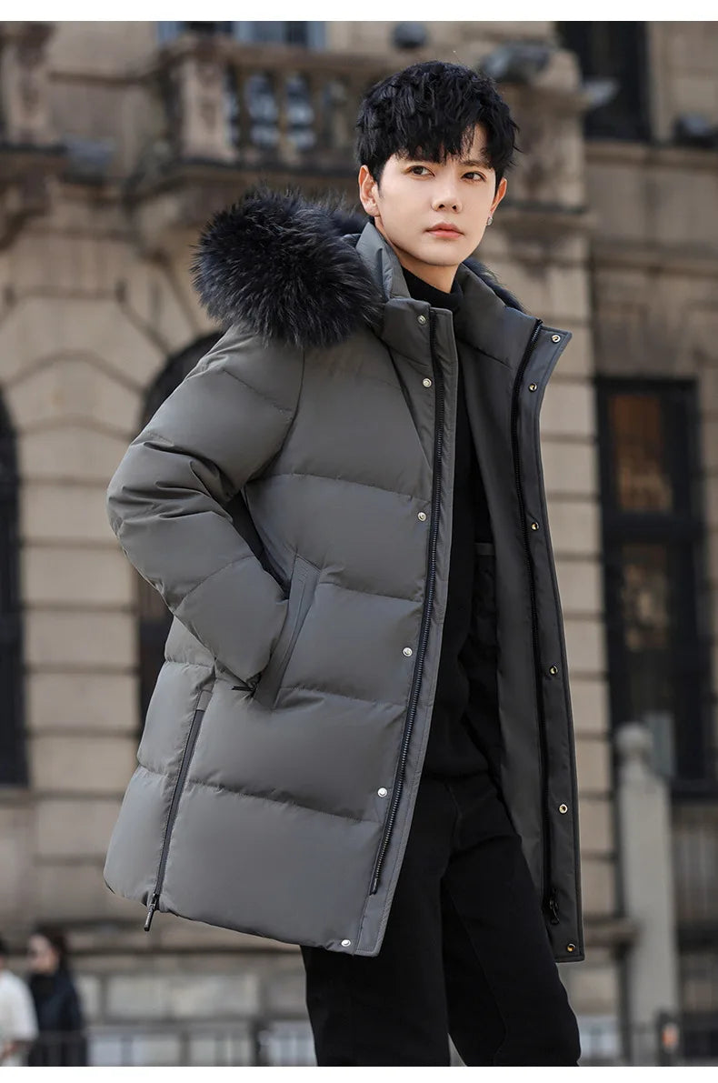 High Brand White Goose Down Jacket Coat Parka Men's Clothing Winter Padded Puffer Jackets Luxury Hooded Padding Outerwear HWY309