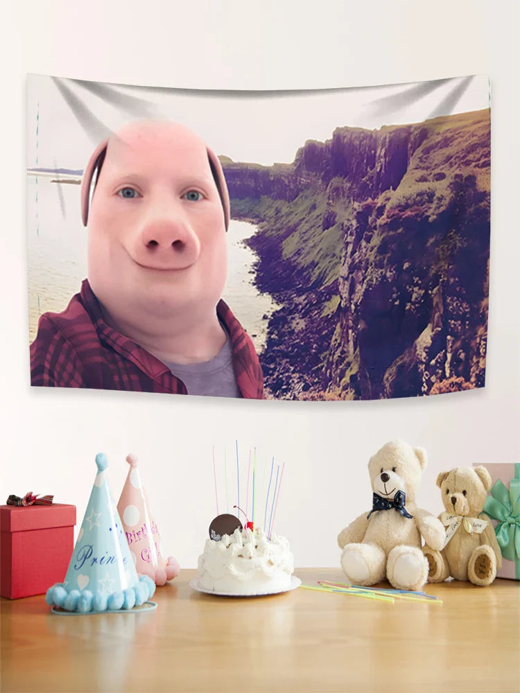 90X150CM John Pork Smiling Throw Flag Wall Hanging Tapestry Room Decor Double penetration for Room Decor Dormitory Decor