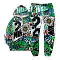 European Style New NK Letter Hip-hop 3D Digital Printing Fashion Casual Sports Youth Men and Women Hoodie Long Pants 2-Piece Set