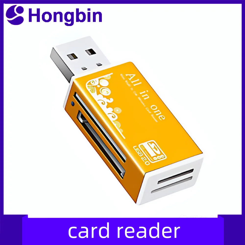 Alloy Card Reader 4 Ports USB2.0 Micro SD TF M2 MS Pro Duo MMC SDHC DV Phone Camera Memory Card Adapter with LED Indicator