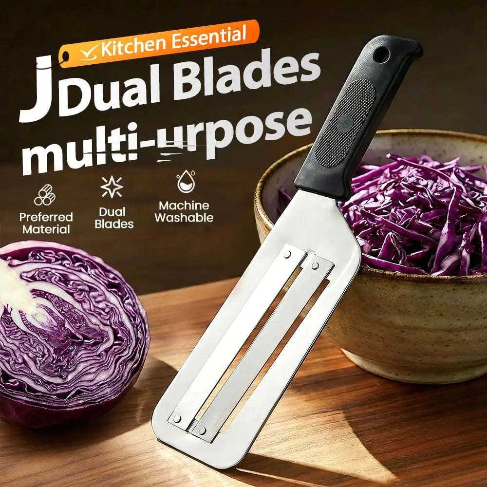 Stainless Steel Cabbage Shredder Slicer with Dual Blades, Handheld Vegetable Shredding Tool for  Salad Making Kitchen