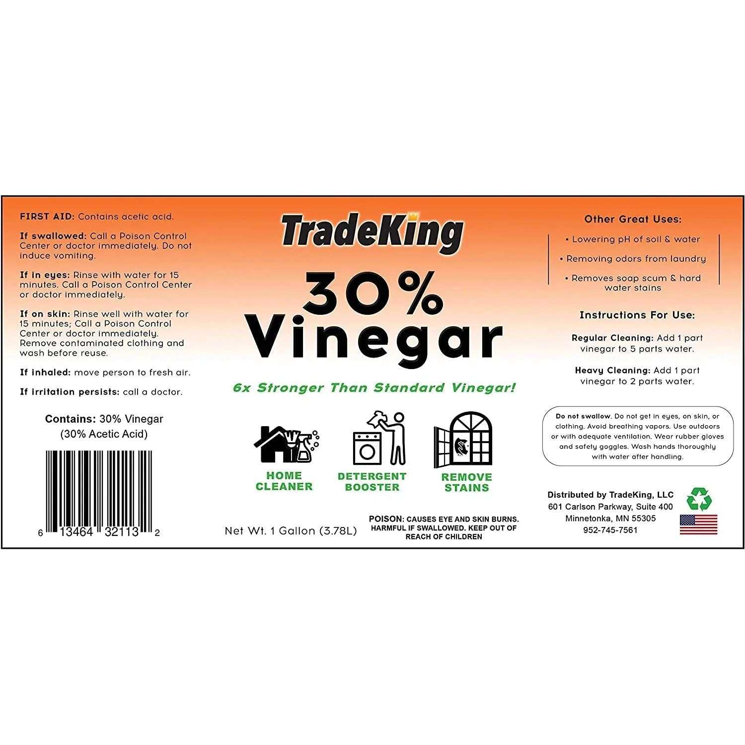TradeKing 30% Vinegar The All Natural Alternative Home Cleaner 1 Gallon