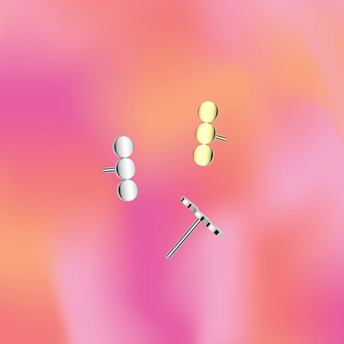 Three Dot Line Flat Back Stud