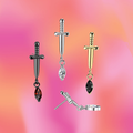 Titanium Sword with Gem Flat Back