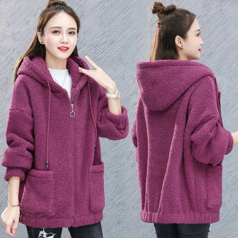 Cozy Hooded Jacket with Lamb Wool Lining