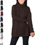 Airessentials Turtleneck Tunic Tunic Pullover for Women Air Essentials Turtleneck Tunic Air Essentials Tunic (CoffeeLarge)